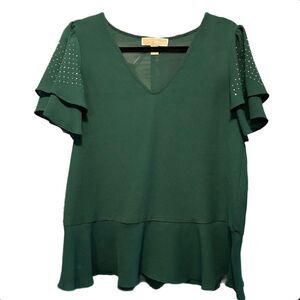 MICHAEL Michael Kors Elegant Forest Green Blouse in Size Medium